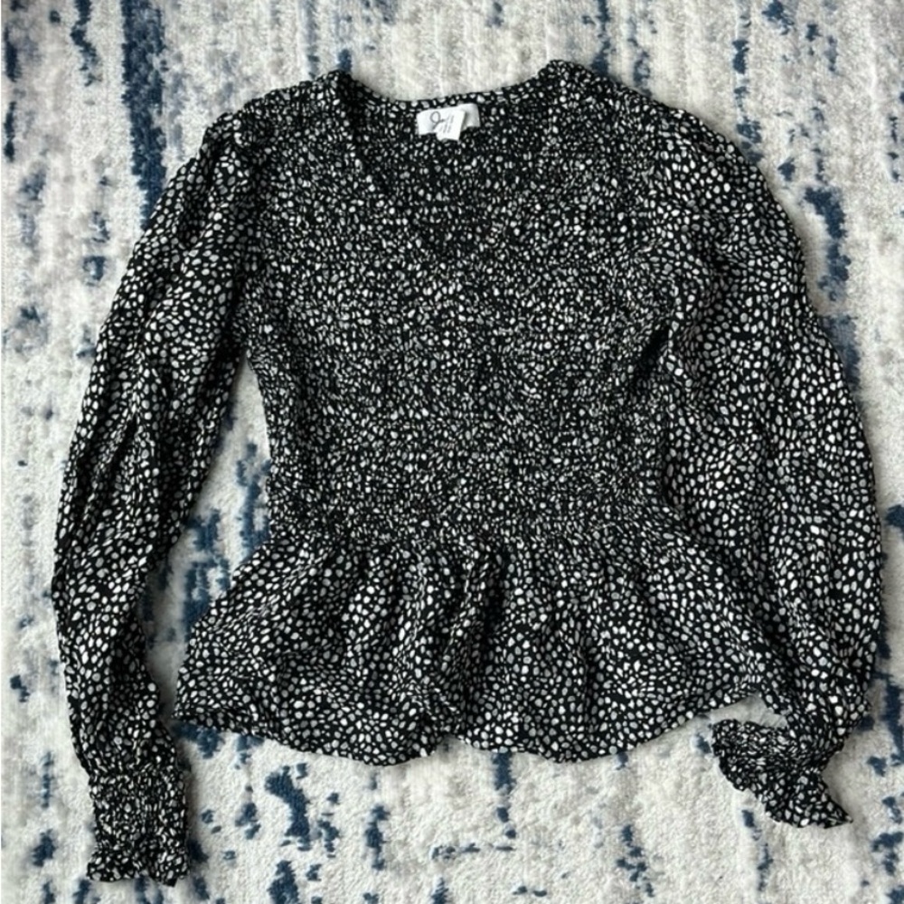Black and White Smocked Top